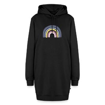Regenbogen pastell - Hoodie-Kleid - Schwarz - Vorne