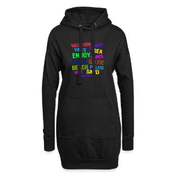 Urlaub Entspannen Ferien Sommer Sonne Verreisen - Hoodie-Kleid - Schwarz - Vorne