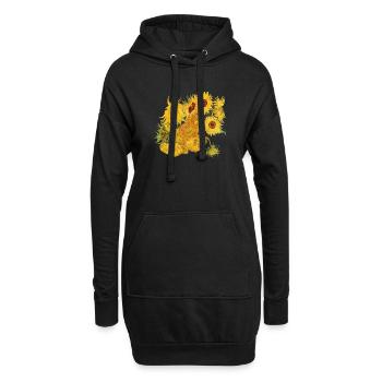 Van Gogh Sonnenblumen | Freigestellte Sonnenblumen - Hoodie-Kleid - Schwarz - Vorne