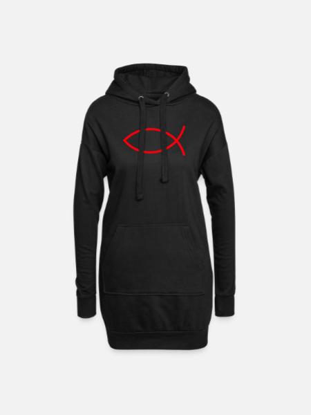 Jesus fish Ichthys fish fish - Hoodie Dress - black
