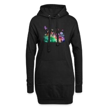 Prairie fleurie galaxie jardin papillons - Sweat-shirt à capuche long Femme - noir - Devant