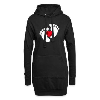 Bébé Pieds Bébé Enceinte Coeur - Sweat-shirt à capuche long Femme - noir - Devant