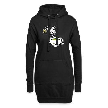Thé Vert Matcha Thé Rouge Kawaii Tasse de thé dessin animé - Sweat-shirt à capuche long Femme - noir - Devant