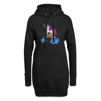 Einhorn Cool Tier - Hoodie-Kleid - Schwarz - Vorne
