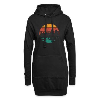 Silhouette d’horizon du coucher de soleil - Sweat-shirt à capuche long Femme - noir - Devant