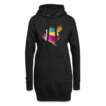 knallig bunter Kochtopf mit Deckel und Spaghetti - Hoodie-Kleid - Schwarz - Vorne