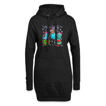 Ugly Xmas Dino Hässliche Weihnachten Schneeflocke - Hoodie-Kleid - Schwarz - Vorne