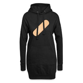 einfaches Heftpflaster als Gestaltungselement - Hoodie-Kleid - Schwarz - Vorne
