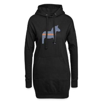 Dalapferd Strickmuster braun Schweden Hygge scandi - Hoodie-Kleid - Schwarz - Vorne
