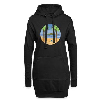 tropischer Strand Palme Strandkorb Cocktail - Hoodie-Kleid - Schwarz - Vorne