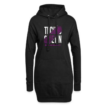 design techno queen - Sweat-shirt à capuche long Femme - noir - Devant