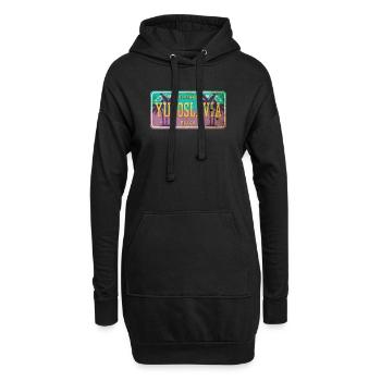 Signe vintage Yougoslavie - Sweat-shirt à capuche long Femme - noir - Devant
