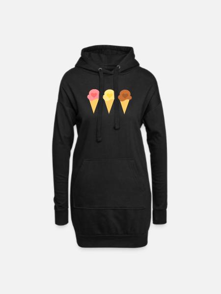 Eis Herz Eiscreme Erdbeereis Eisdiele Geschenk - Hoodie-Kleid - Schwarz
