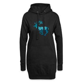 Klimawandel Umweltschutz Hirsch Nachhaltig - Hoodie-Kleid - Schwarz - Vorne