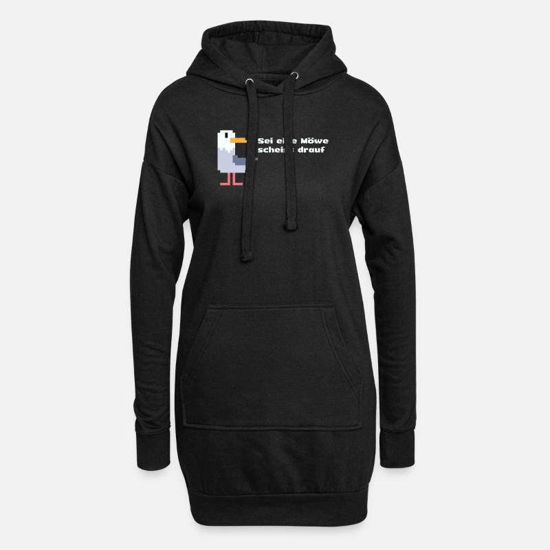 sei eine pixel Möwe - Hoodie-Kleid - Schwarz