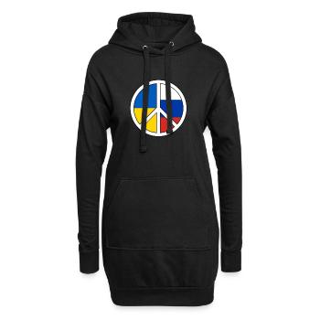 Friedenssymbol mit Farbblockmuster - Hoodie-Kleid - Schwarz - Vorne