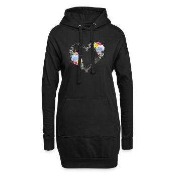 Un cœur au ressort fait de formes géométriques - Sweat-shirt à capuche long Femme - noir - Devant