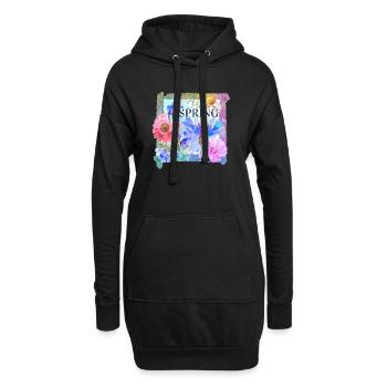 Fleurs de printemps | bonjour le printemps - Sweat-shirt à capuche long Femme - noir - Devant