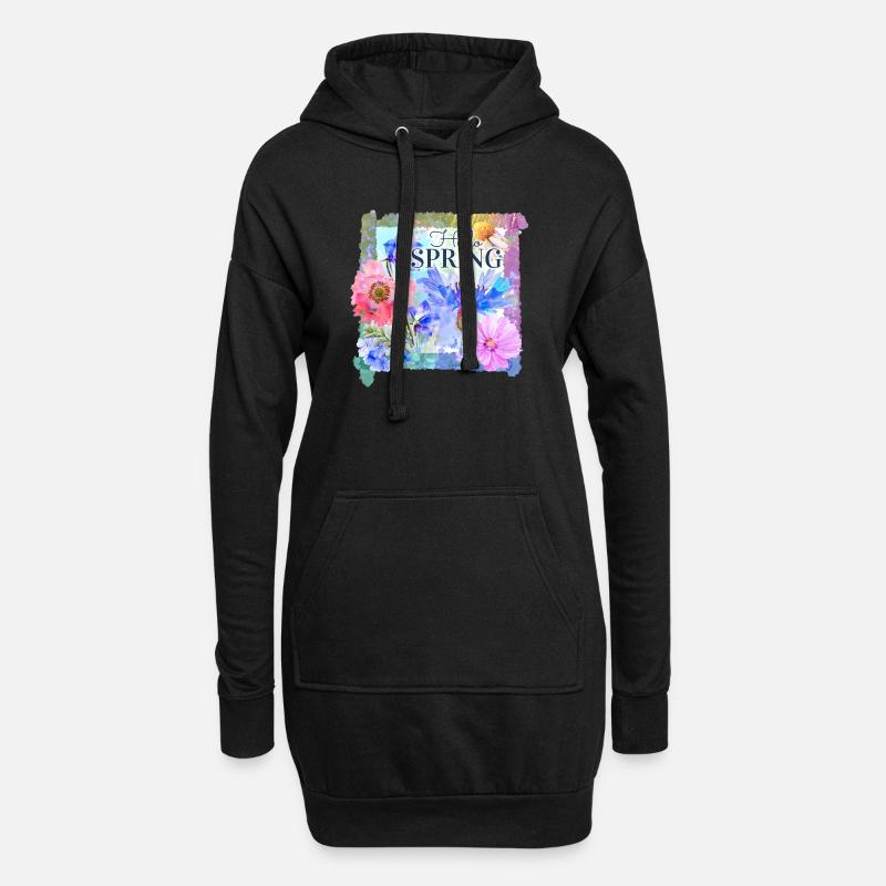 Frühlingsblumen | hello spring - Hoodie-Kleid - Schwarz