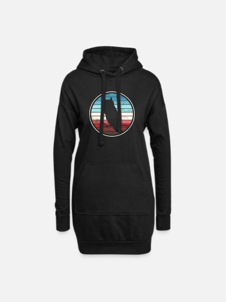 Eule Eulen - Hoodie-Kleid - Schwarz