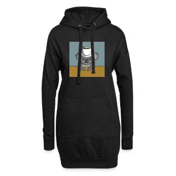 Koala Kaffeepause - Hoodie-Kleid - Schwarz - Vorne
