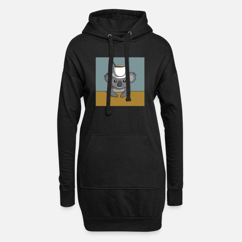 Koala Kaffeepause - Hoodie-Kleid - Schwarz