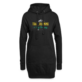 Trailrunning ist meine Therapie - Hoodie-Kleid - Schwarz - Vorne