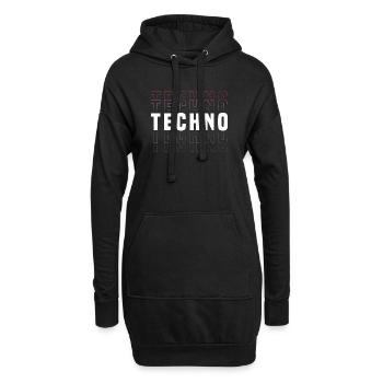 Futuristisches Techno-Design mit Neonfarben - Hoodie-Kleid - Schwarz - Vorne