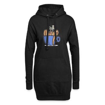 Lustig Faultier Kaffee Koffein Kaffeeliebhaber - Hoodie-Kleid - Schwarz - Vorne