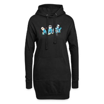 niedliche Tiere mit englischen Seemannsgruß Ahoy - Hoodie-Kleid - Schwarz - Vorne