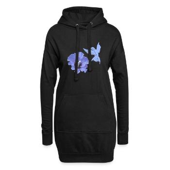 geschenke mit kolibris, Kolibrisilhouette Hibiskus - Hoodie-Kleid - Schwarz - Vorne