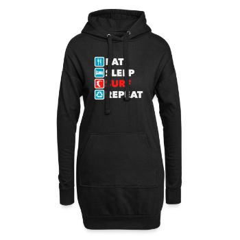 Manger, dormir, surfer, répéter - Sweat-shirt à capuche long Femme - noir - Devant