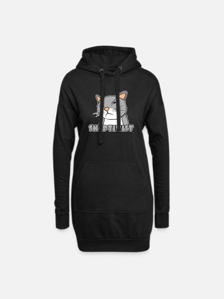 Skeptiker Katze - Skeptimist - Hoodie-Kleid - Schwarz