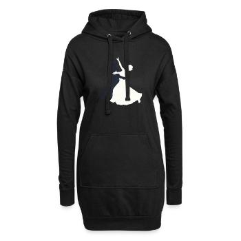 Eleganter Walzer Tanzmotif - Hoodie-Kleid - Schwarz - Vorne