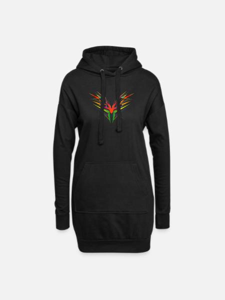 farbenfrohe abstrakte Flügel Form - Hoodie-Kleid - Schwarz