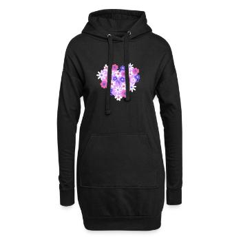 Herz aus Blumen - Hoodie-Kleid - Schwarz - Vorne