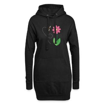 Die Blume und die Biene - Hoodie-Kleid - Schwarz - Vorne