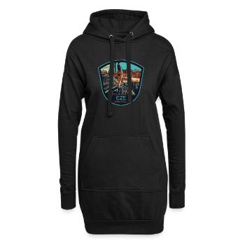 Originalillustration Dorf Èze, Côte d'Azur - Hoodie-Kleid - Schwarz - Vorne