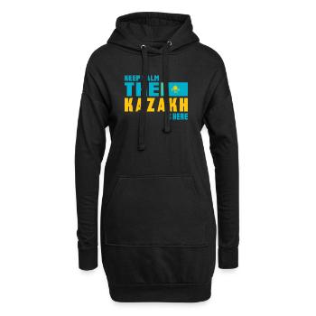 Design du drapeau Keep Calm Kazakhstan - Sweat-shirt à capuche long Femme - noir - Devant