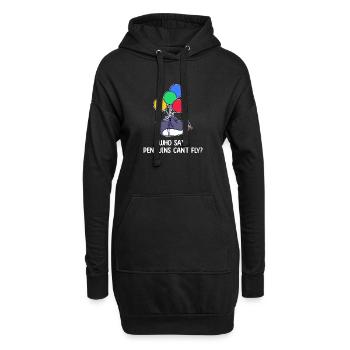 Penguin Bird Déclaration Animal Balloon humoristique - Sweat-shirt à capuche long Femme - noir - Devant