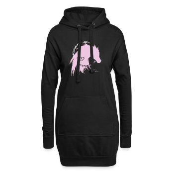 pferd liebe reiten sport horse love pink mähne gir - Hoodie-Kleid - Schwarz - Vorne