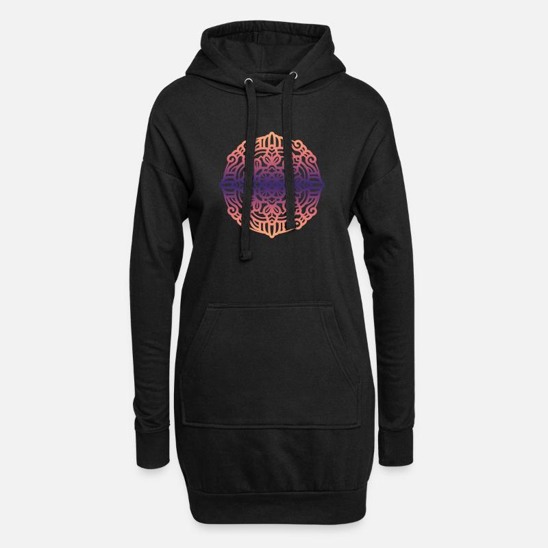 Mandala - Hoodie-Kleid - Schwarz