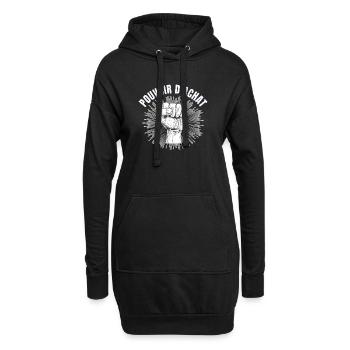 pouvoir d'achat, lutte des classes, factures - Sweat-shirt à capuche long Femme - noir - Devant