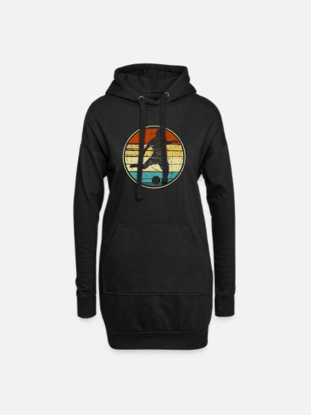 Retro Kreisförmige Fußball-Silhouette - Hoodie-Kleid - Schwarz