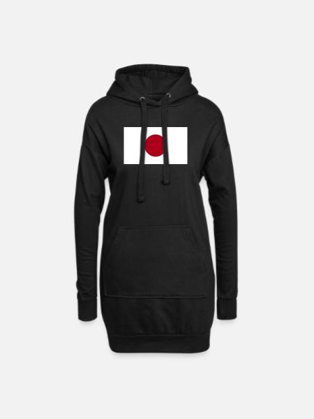Drapeau national du Japon - Sweat-shirt à capuche long Femme - noir