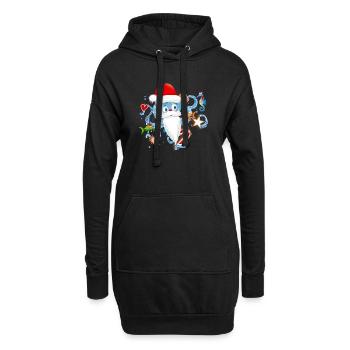 Oktopus als Santa Claus mitWeihnachtsmann Mütze - Hoodie-Kleid - Schwarz - Vorne