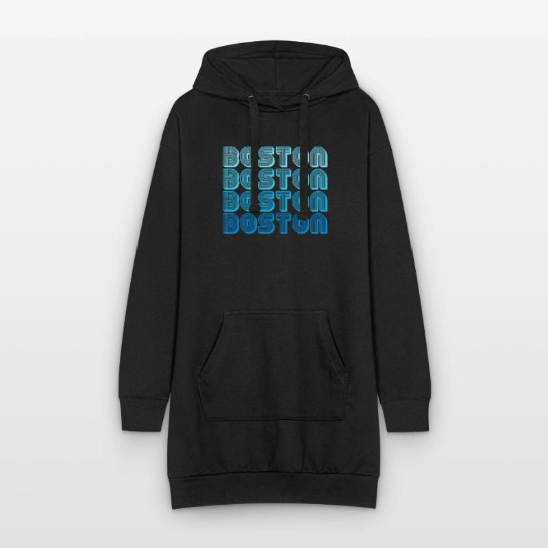 Boston Repeat Pattern Blue Gradient Hoodie Dress