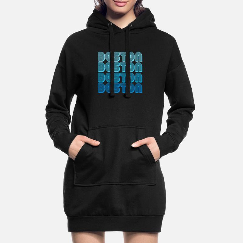 Boston Repeat Pattern Blue Gradient Hoodie Dress