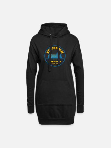 Stockholm Skyline Abzeichen Blau Gelb - Hoodie-Kleid - Schwarz
