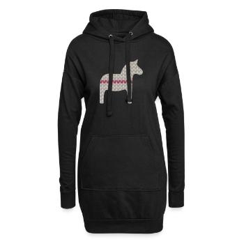 Dalapferd Strickmuster Weihnachten rot grau skandi - Hoodie-Kleid - Schwarz - Vorne
